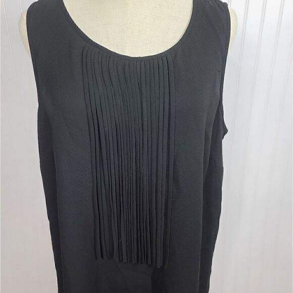 John Mark Black Sleeveless Blouse with Front Fringe. EUC SIZE LARGE - Picture 1 of 8